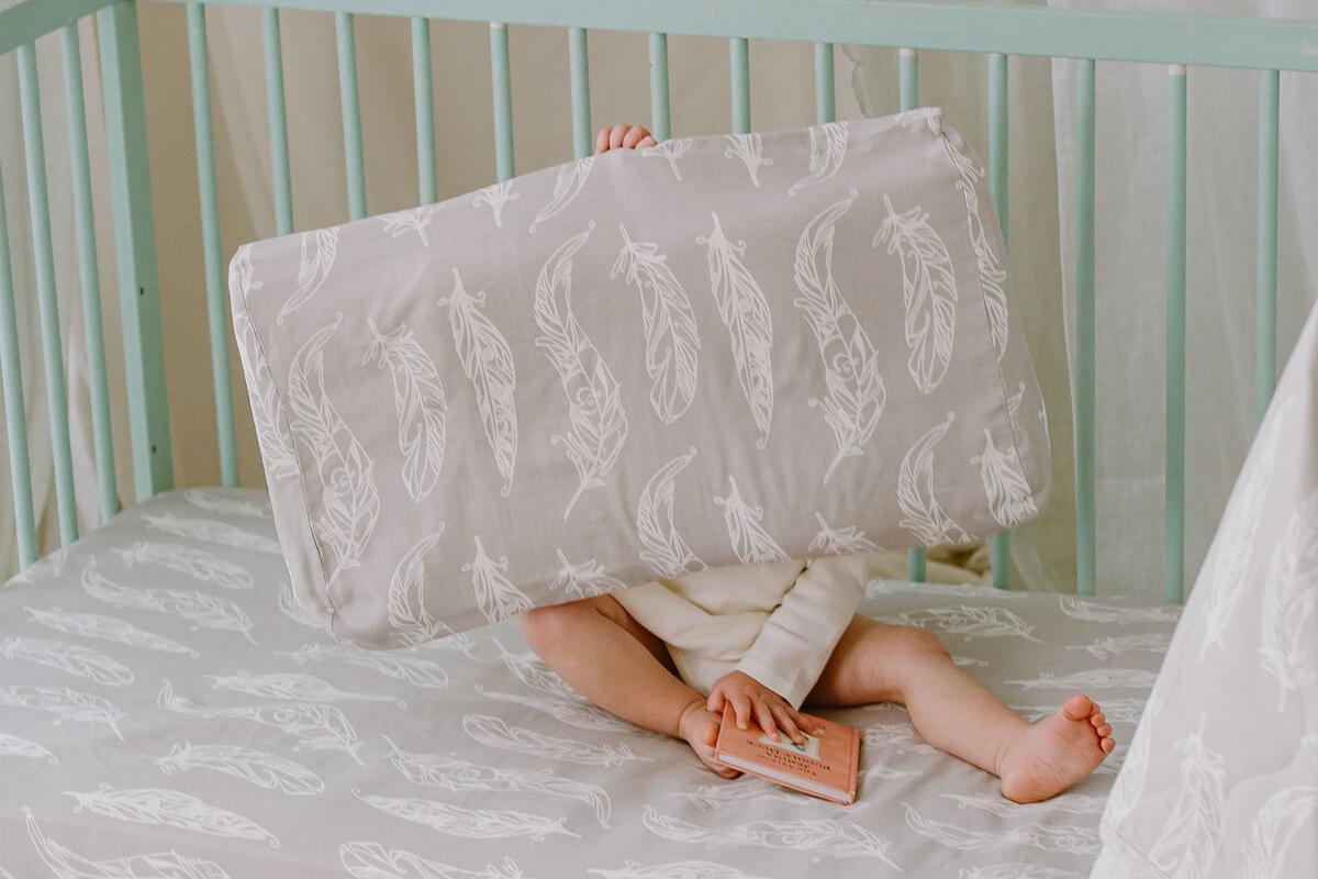 Nest Designs Toddler Pillow With Pillowcase (Bamboo Silk) - Feather Grey