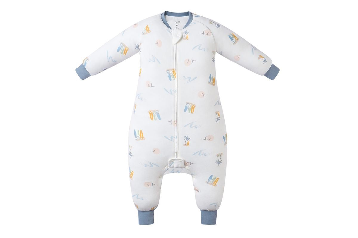 Nest Designs Long Sleeve Footed Sleep Bag 1.0 TOG (Avocado Bamboo) - Pastel Waves