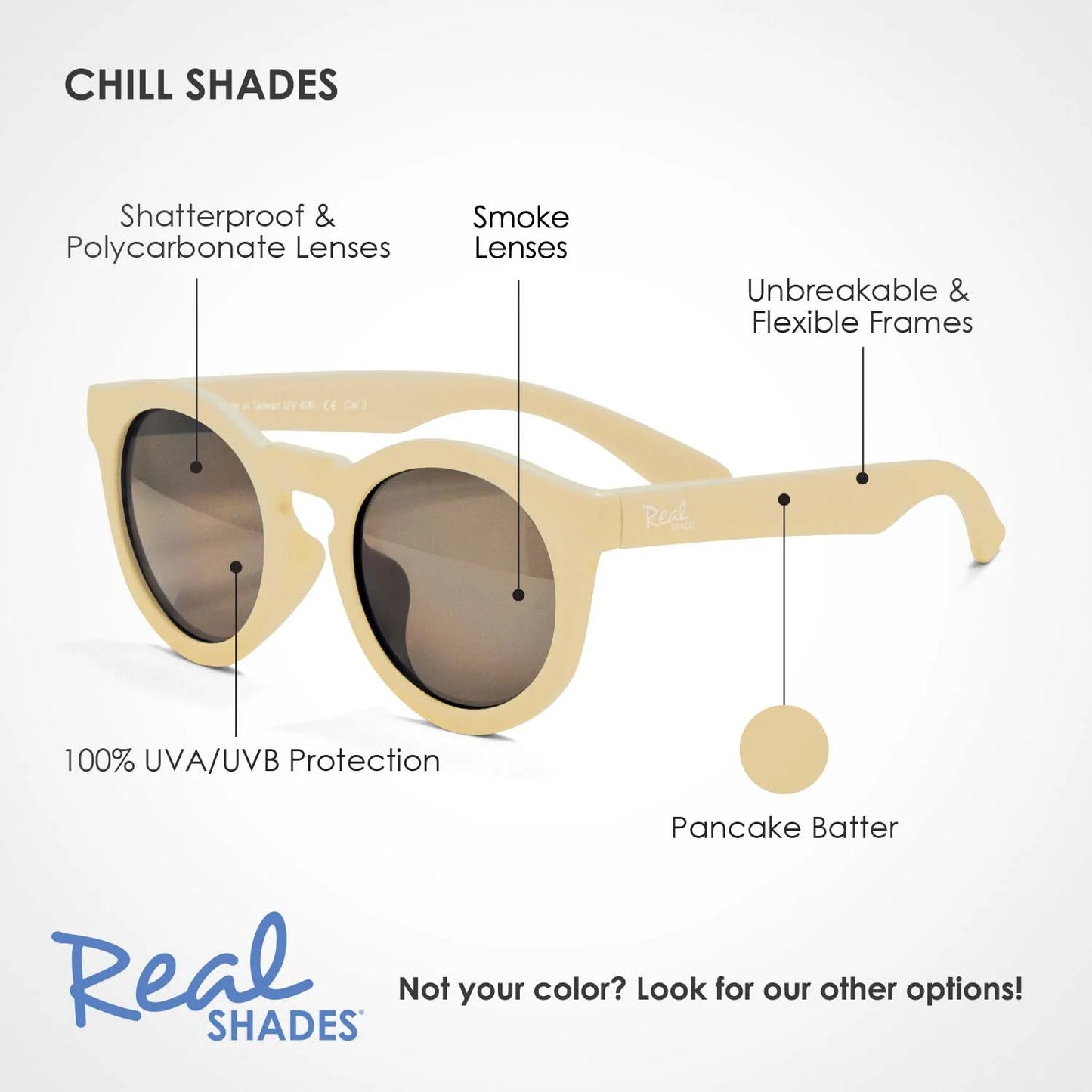 REAL SHADES Chill Unbreakable UV Fashion Sunglasses, Pancake Batter Yellow