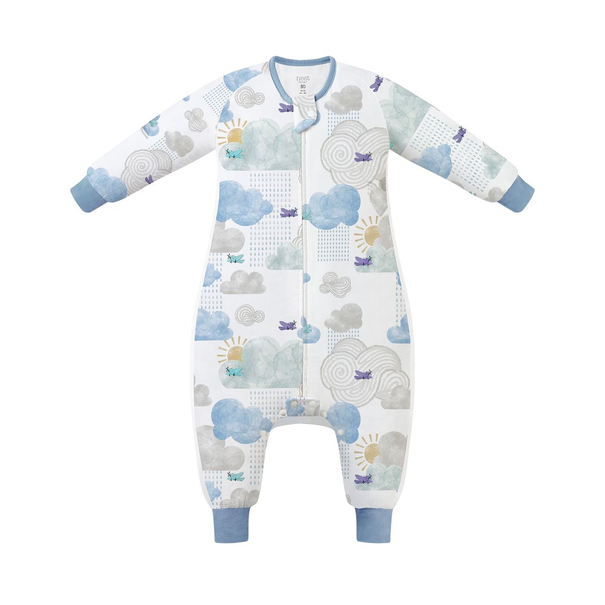 Nest Designs Long Sleeve Footed Sleep Bag 0.6 TOG - Fluffy Puffs