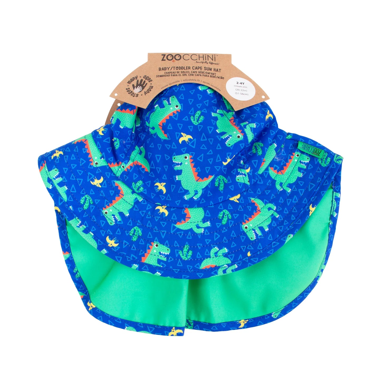 ZOOCCHINI UPF50+ Baby-Toddler Cape Sun Hat - Dinosaur