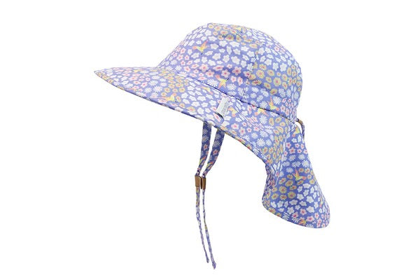 FLAPJACKKIDS Sun Hat with Neck Cape - Floral Field