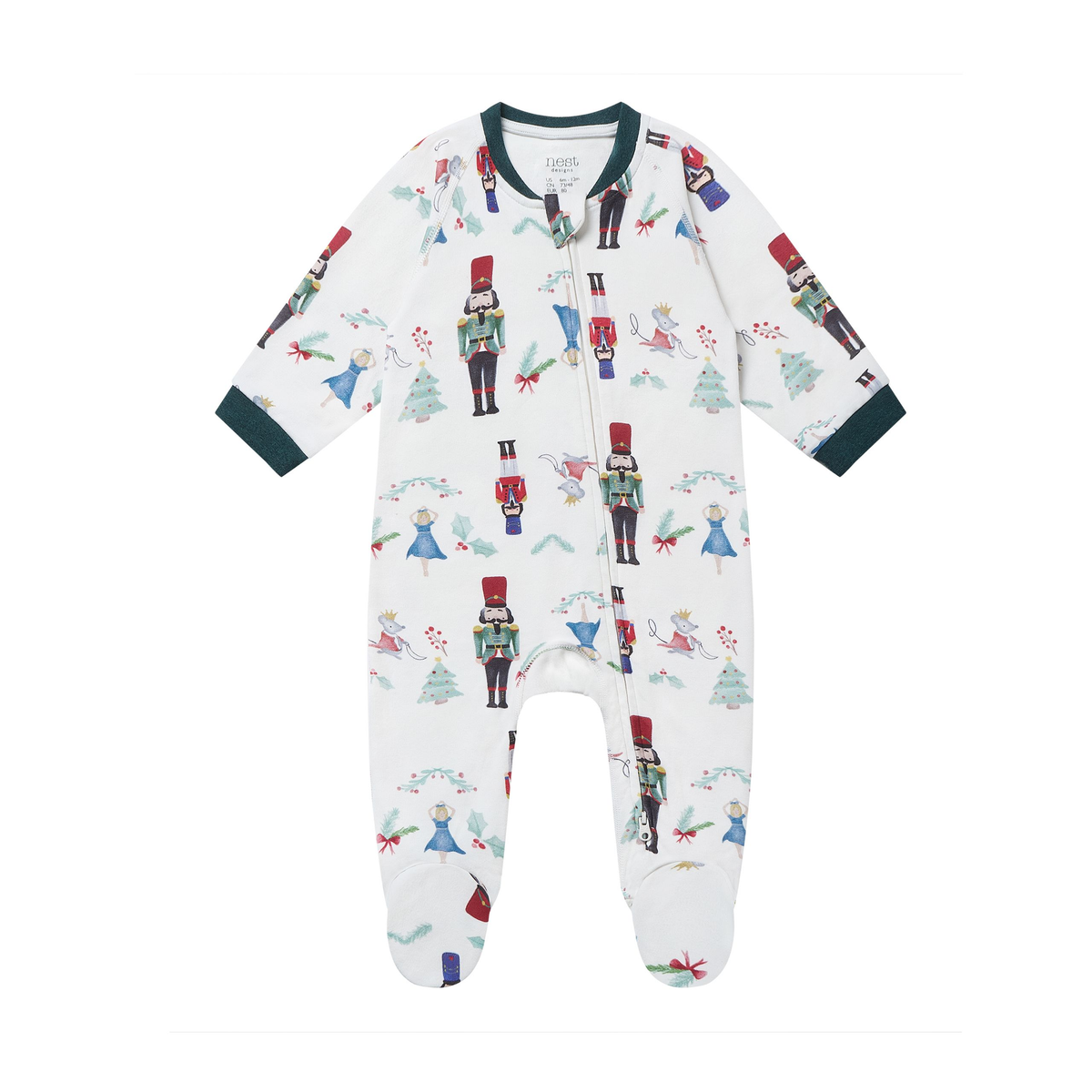 Nest Designs Long Sleeve Footed Sleeper (Organic Cotton) - Nutcracker