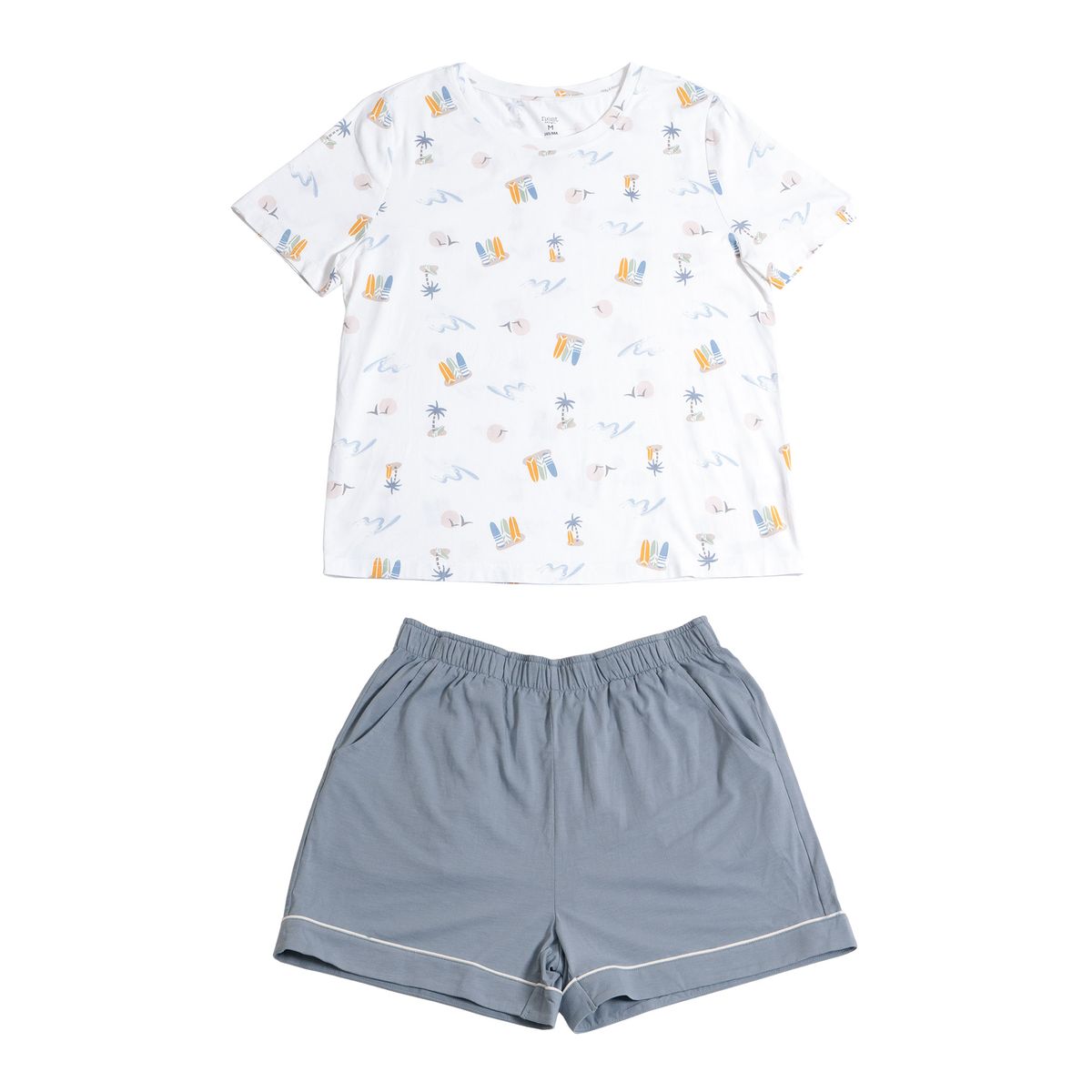 Nest Designs Women's Short Sleeve PJ Set (Avocado Bamboo) - Pastel Waves