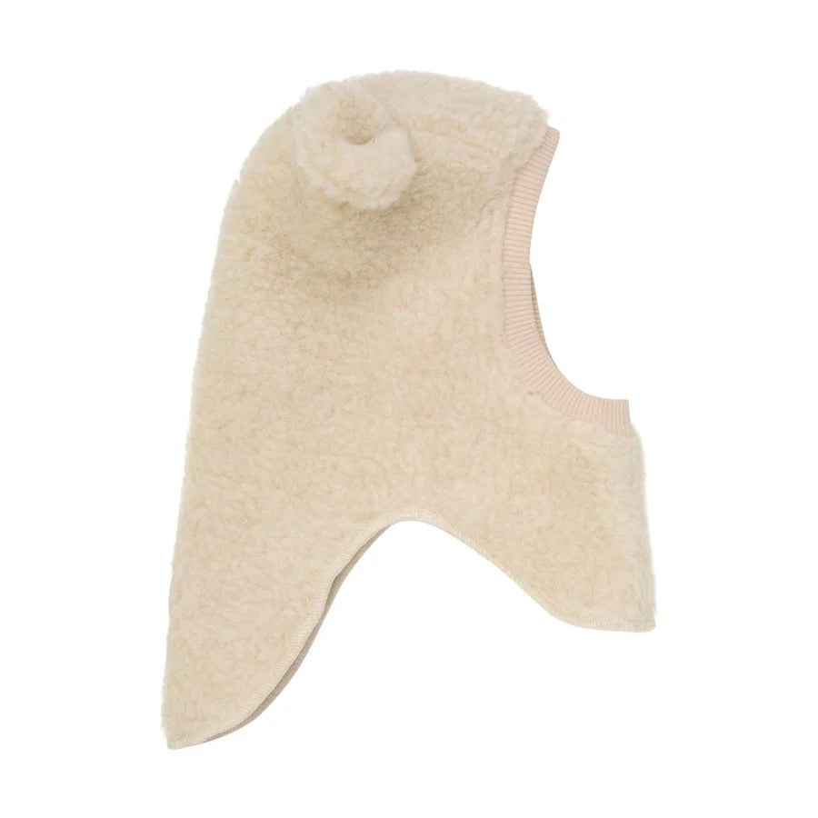 Huttelihut Wool Teddy Balaclava with Short Ears - Cement
