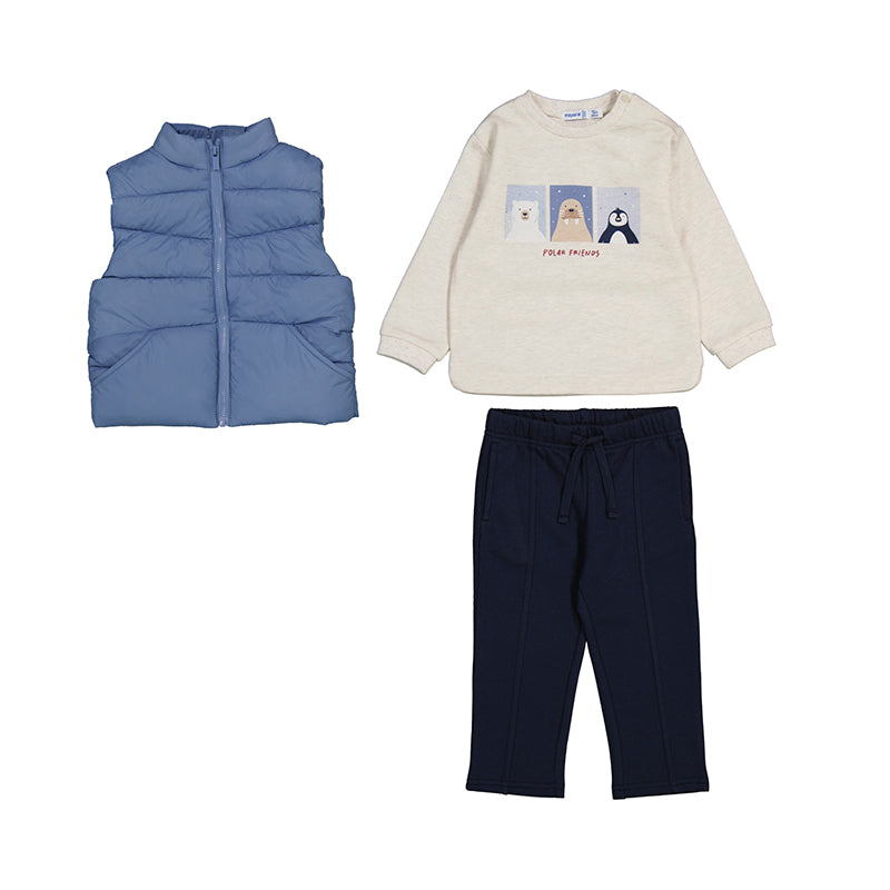 Mayoral Pullover Vest Pants Set - Iceberg
