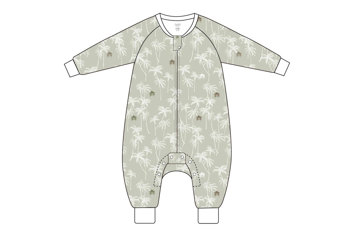 Nest Designs Long Sleeve Footed Sleep Bag 1.0 TOG (Avocado Bamboo) - Keep Palm & Carry On