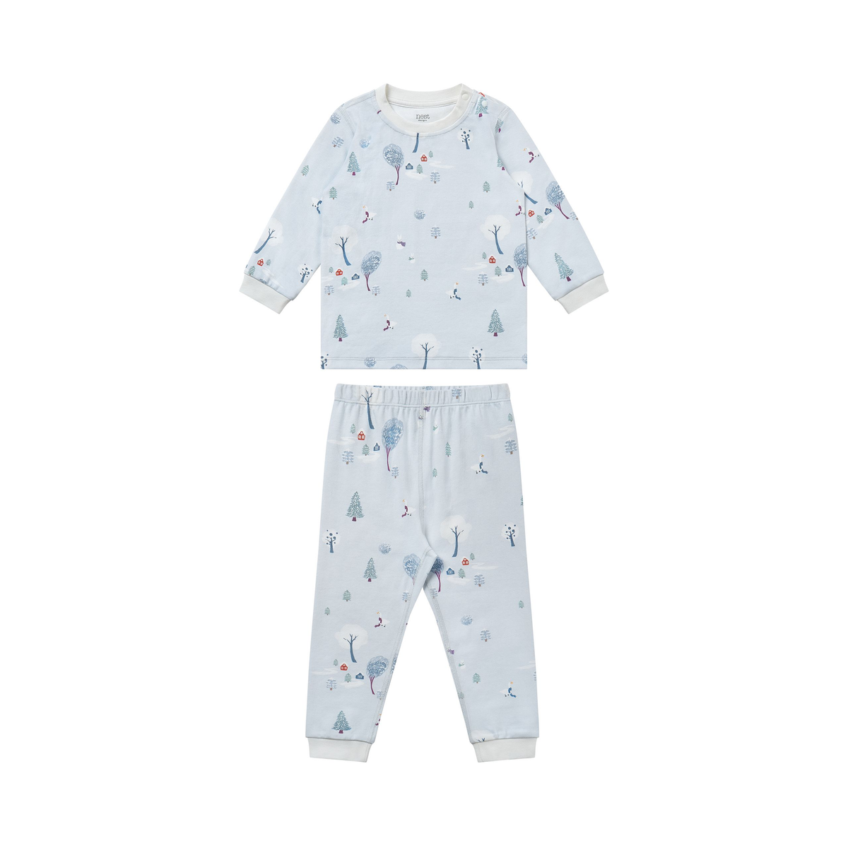 Nest Designs Two-Piece Long Sleeve PJ Set Pj Set (Organic Cotton) - Snowy Snuggles