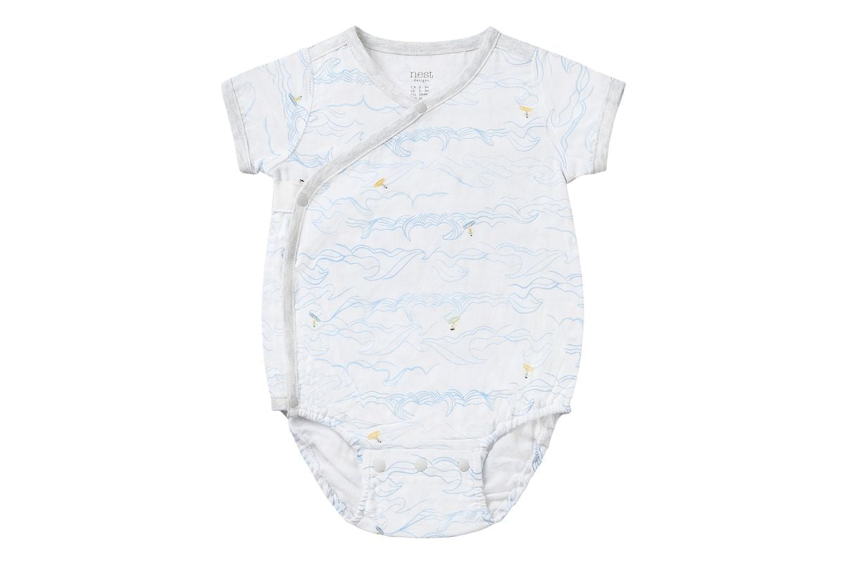 Nest Designs Short Sleeve Kimono Onesie (Bamboo) - Surf's Up