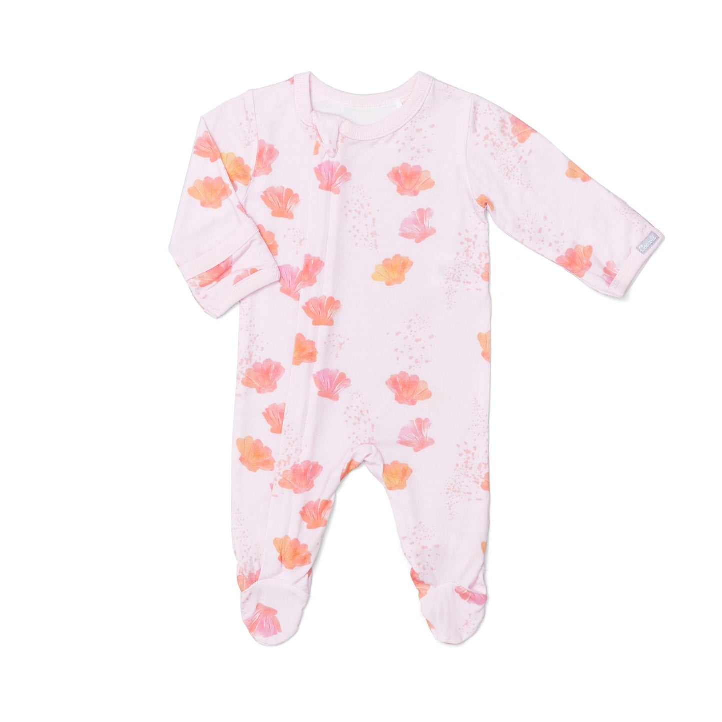 Coccoli Modal Zipper Footie - SEASHELLS ON PINK