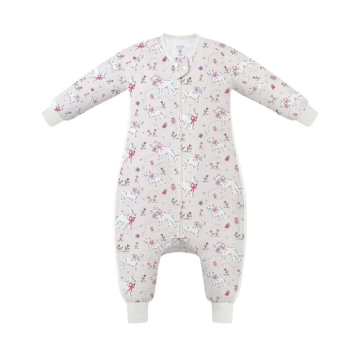 Nest Designs Long Sleeve Footed Sleep Bag 0.6 TOG - Doggie Meadow