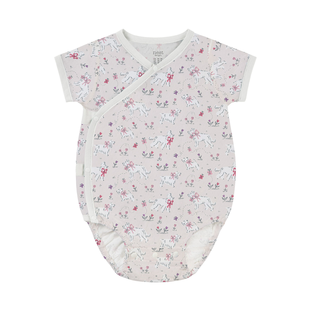 Nest Designs Short Sleeve Kimono Onesie - Doggie Meadow