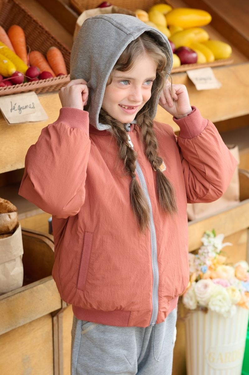Petite Revery Recycled Nylon Baseball Jacket - Redwood Burl