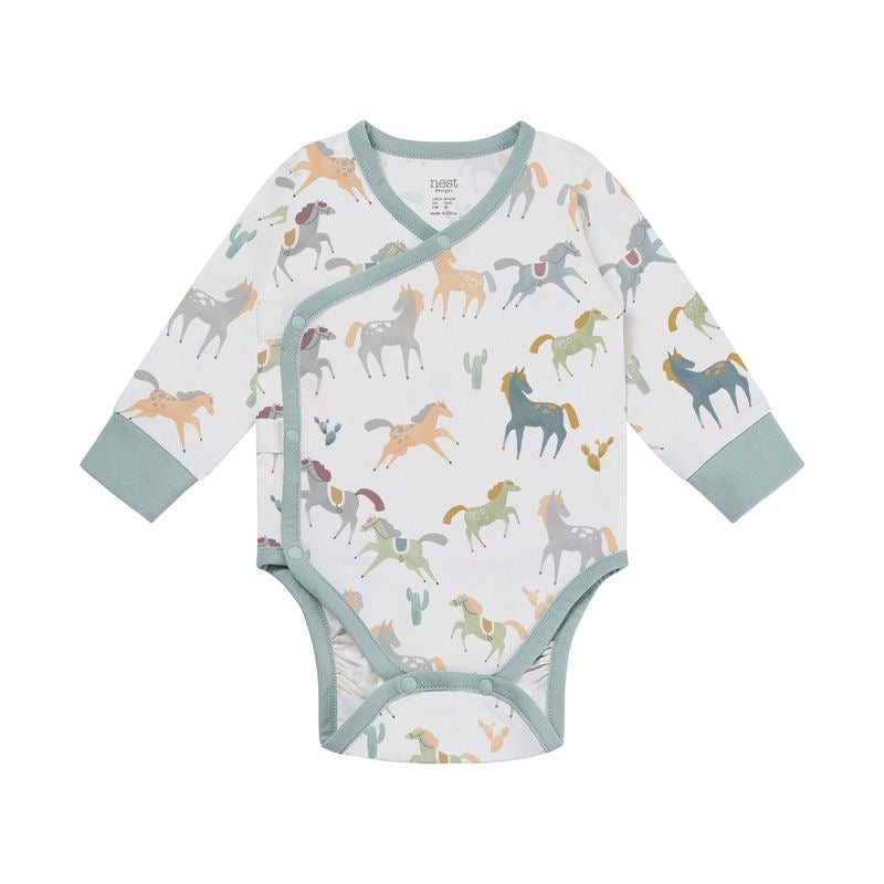 Nest Designs Long Sleeve Kimono Onesie - Pony Express