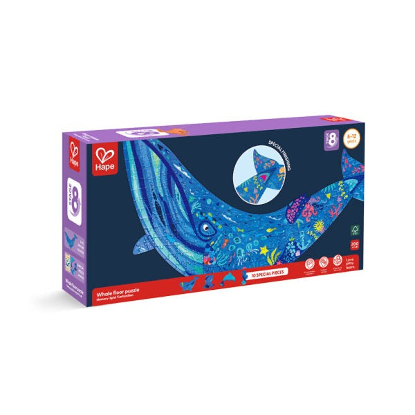 Hape - Humpback Whale Shimmer Floor Puzzle - 200Pcs