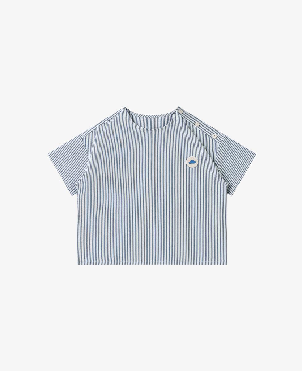 Petite Revery Seersucker Cotton Short Sleeve Top - Seabreeze Stripe (Seersucker-Cotton-Short-Sleeve-Top-Seabreeze-Stripe)