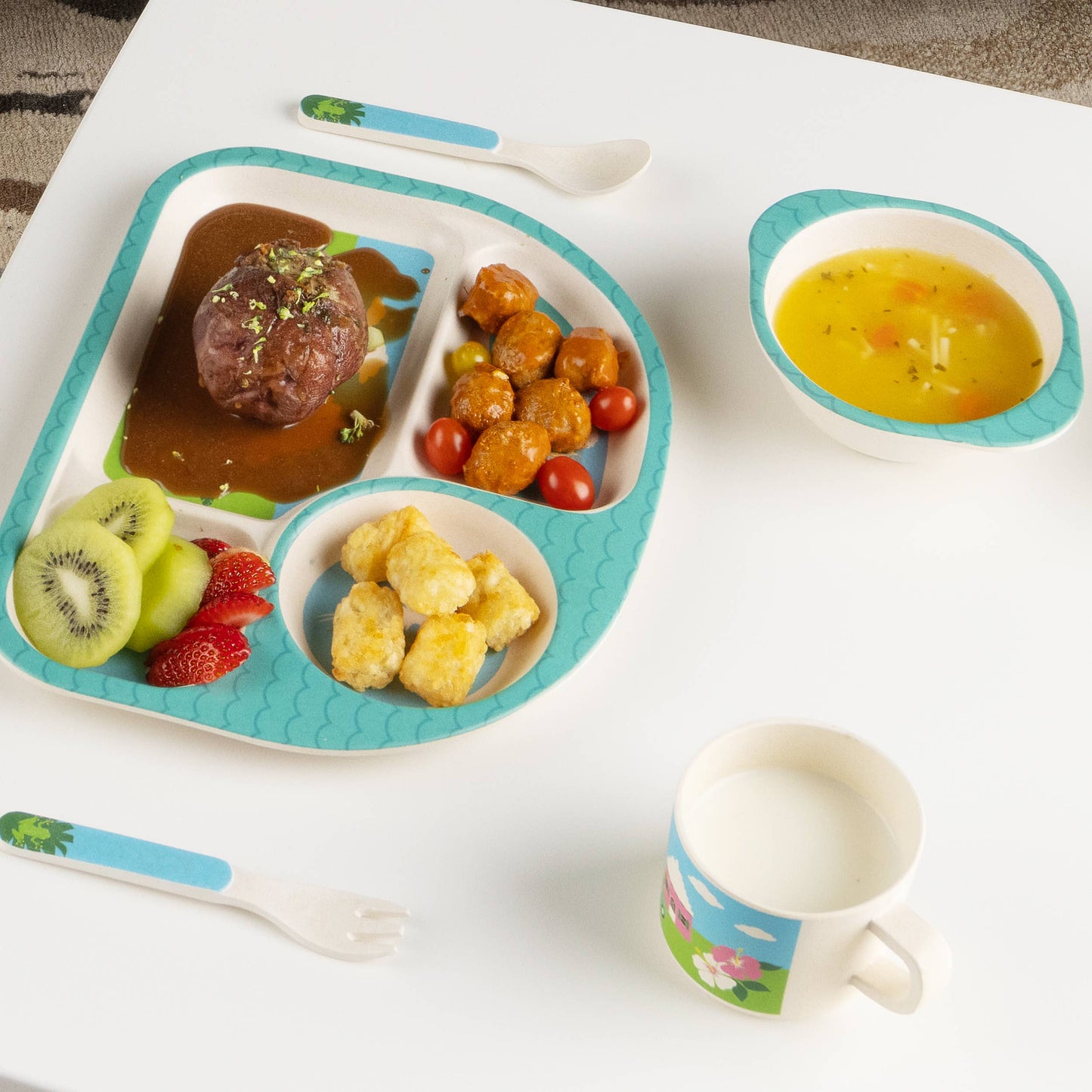 Five Piece Bamboo Dish Set for Kids - Bermuda