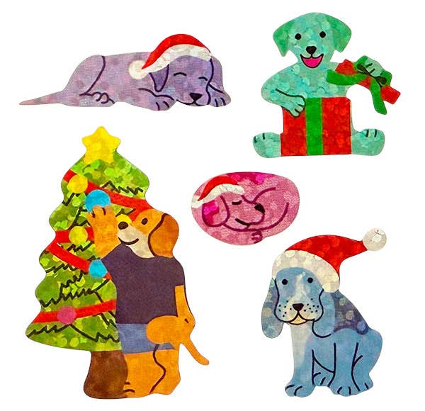 Sparkle Dogs Enjoying Christmas 2025 Children's Stickers