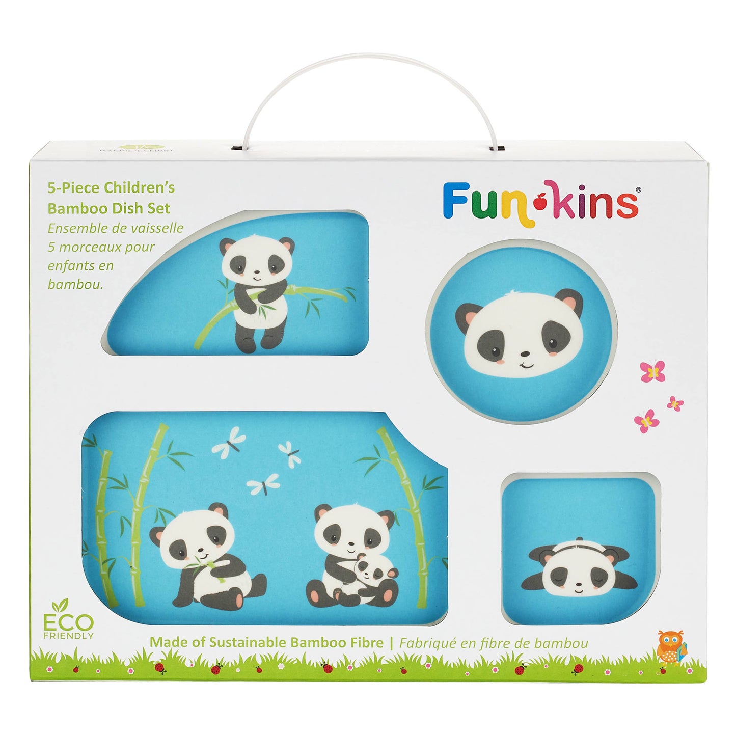 Five Piece Bamboo Dish Set for Kids - Pandas