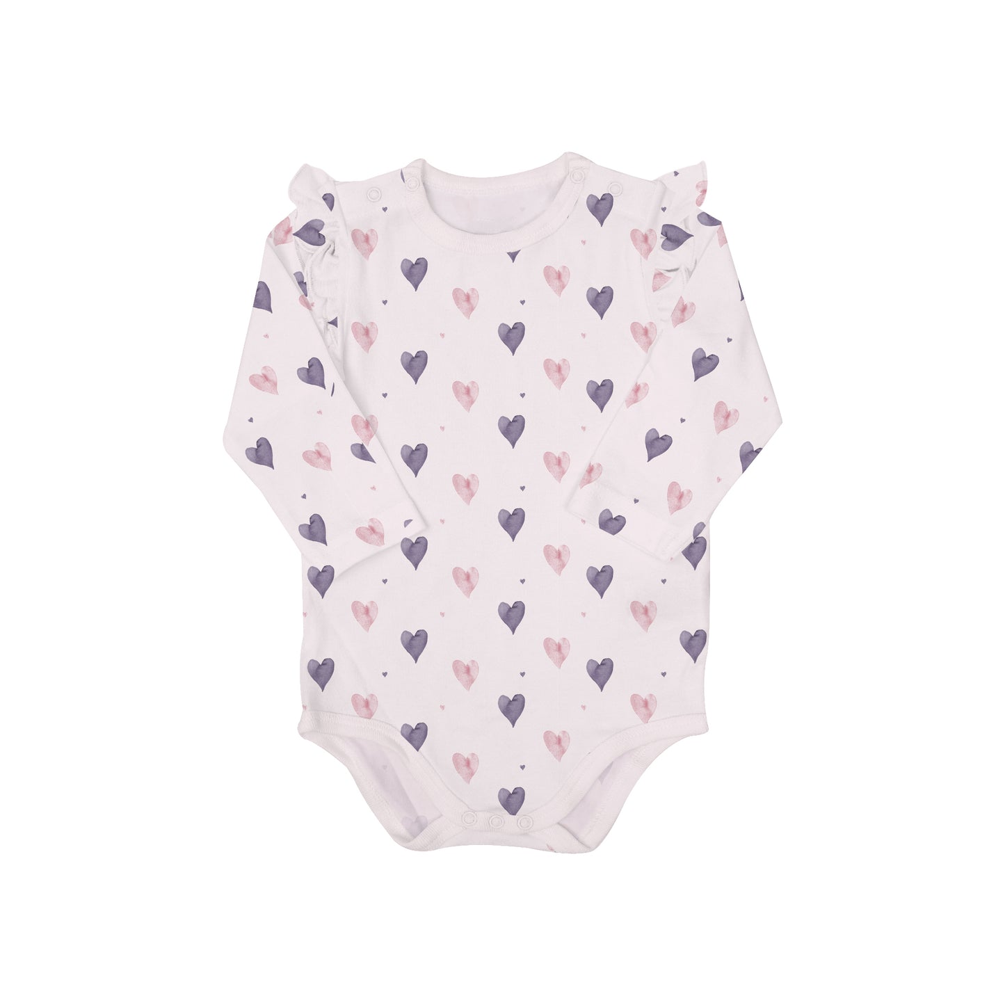 Coccoli Cotton - Modal Romper - HEARTS ON LIGHT PINK