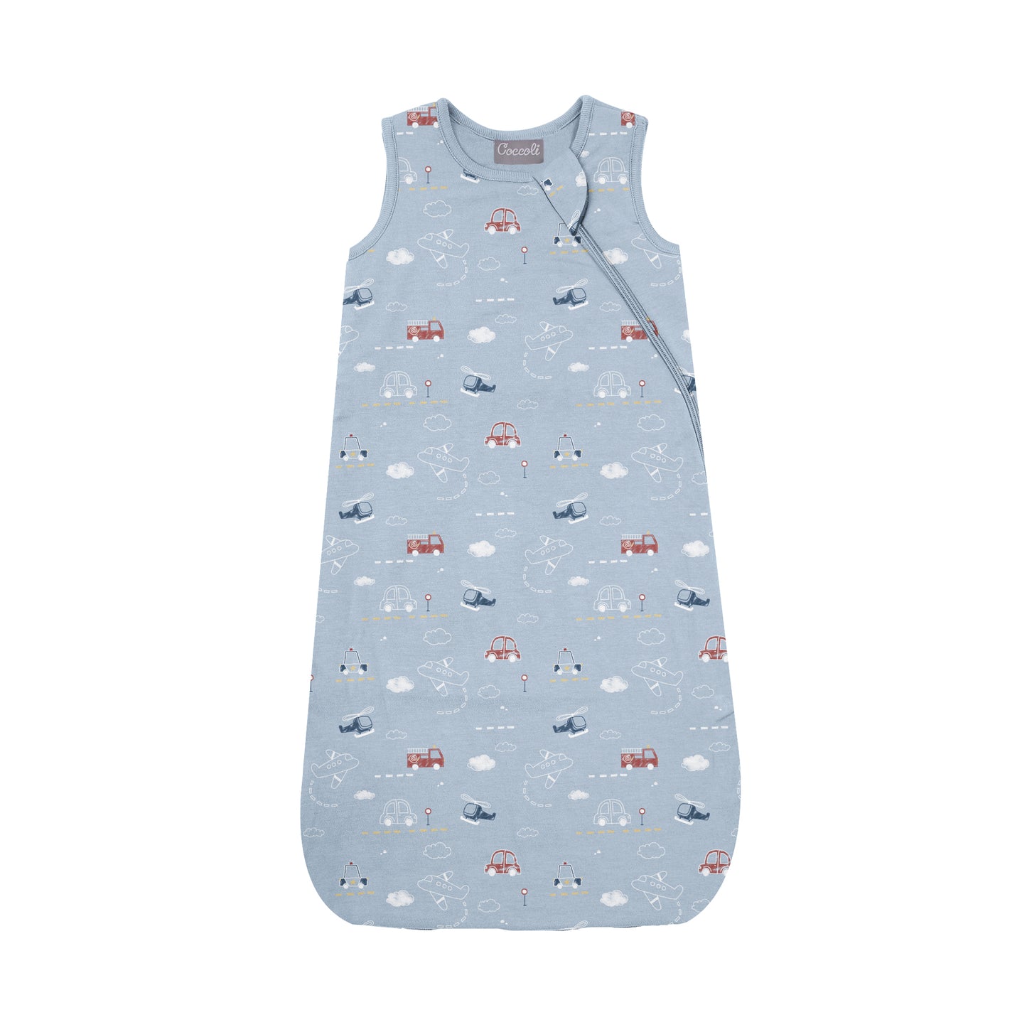COCCOLI COTTON-MODAL 1.5 TOGS SLEEPSACK - VEHICLES ON BLUE