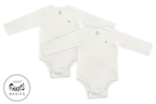 Nest Designs Basics Organic Cotton Ribbed Long Sleeve Onesie (2 Pack)