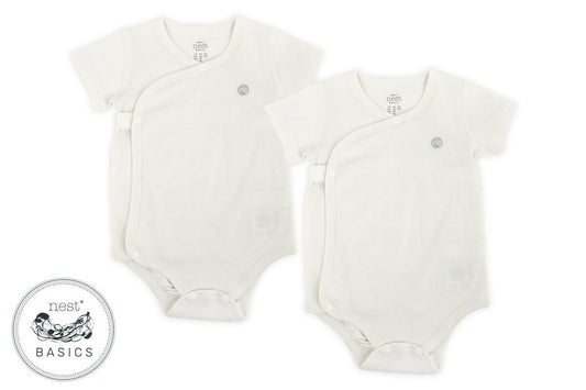 Nest Designs Basics Organic Cotton Ribbed Kimono Short Sleeve Onesie (2 Pack)