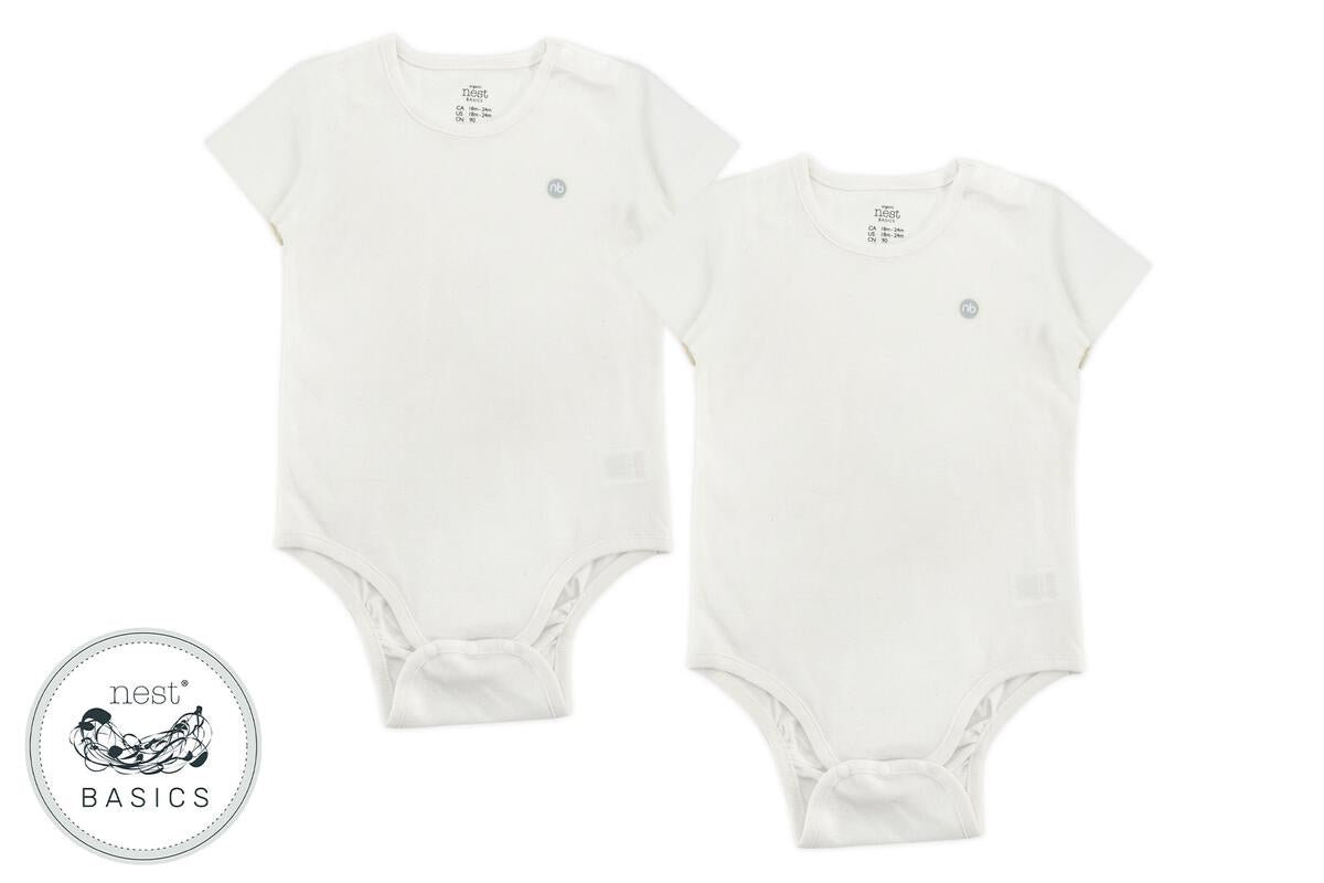 Nest Designs Basics Organic Cotton Ribbed Short Sleeve Onesie (2 Pack)