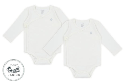 Nest Designs Basics Organic Cotton Ribbed Kimono Long Sleeve Onesie (2 Pack)