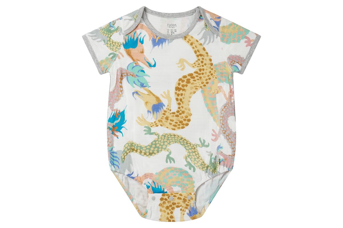 Nest Designs Short Sleeve Onesie (Bamboo) - Dragon Dance