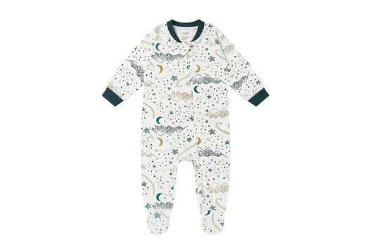 Nest Designs Long Sleeve Footed Sleeper (Avocado Bamboo) - Stars White