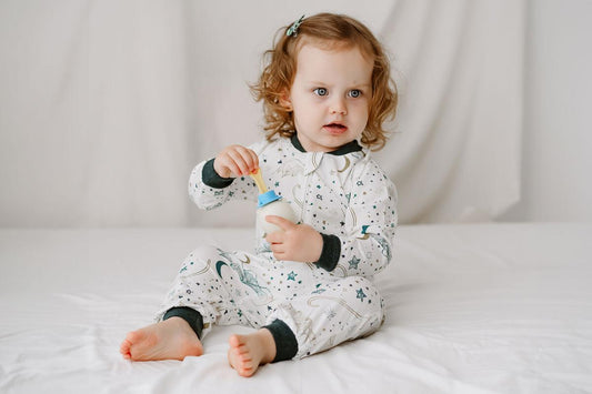 Zip Long Sleeve Footless Sleeper - stars white (Avocado Bamboo)