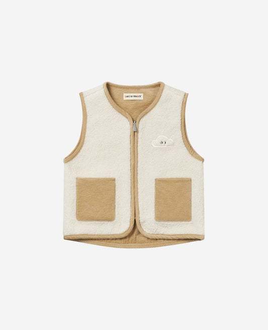 Petite Revery Quilted Corduroy Reversible Vest - Cloud