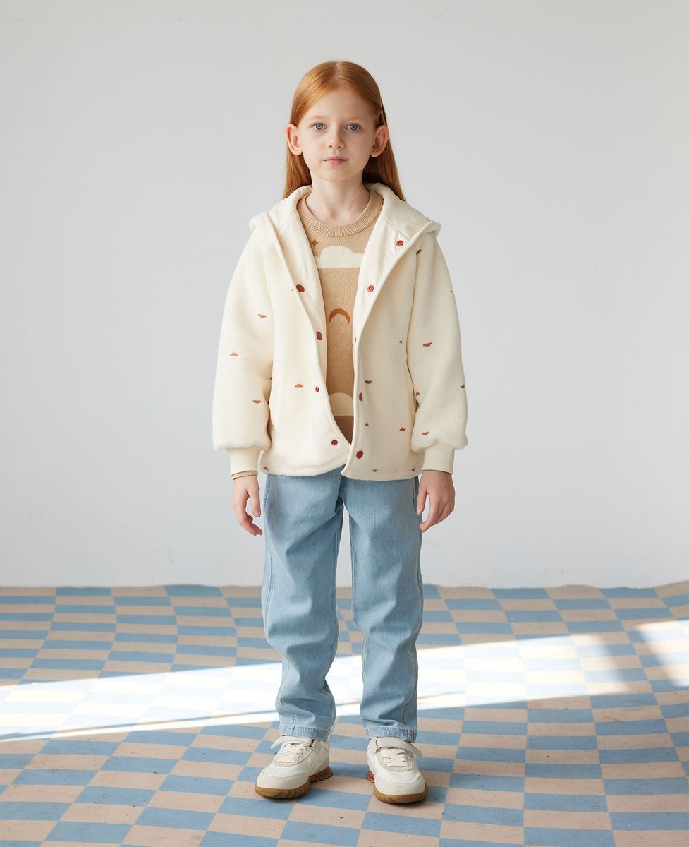 Petite Revery Embroidered Fleece Jacket - Fluffy Clouds