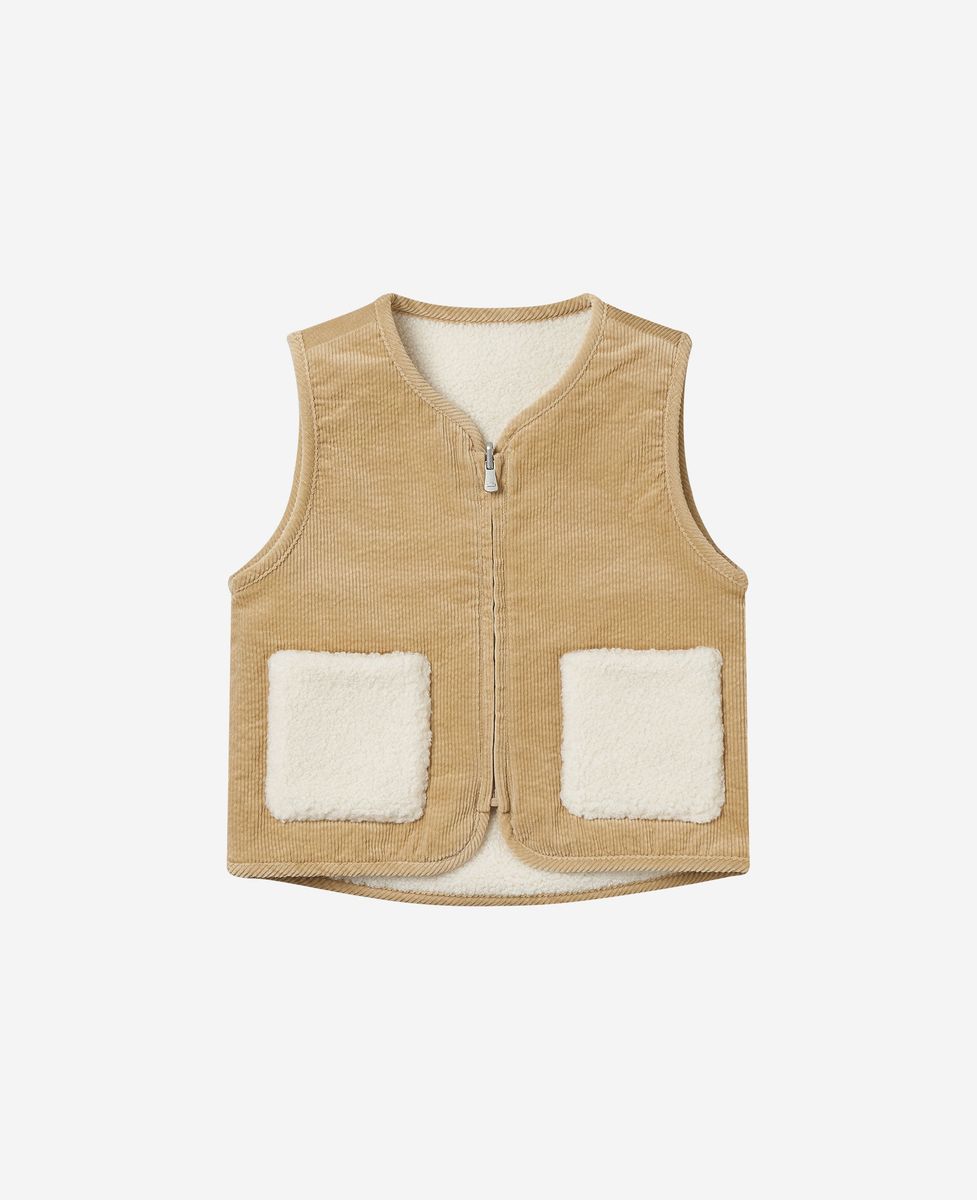 Petite Revery Quilted Corduroy Reversible Vest - Cloud