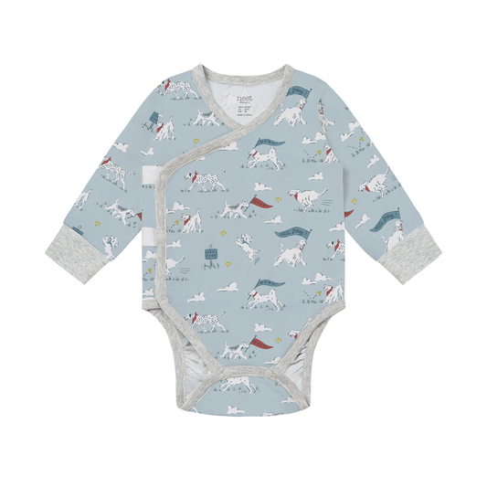 Nest Designs Long Sleeve Kimono Onesie - Puppy park