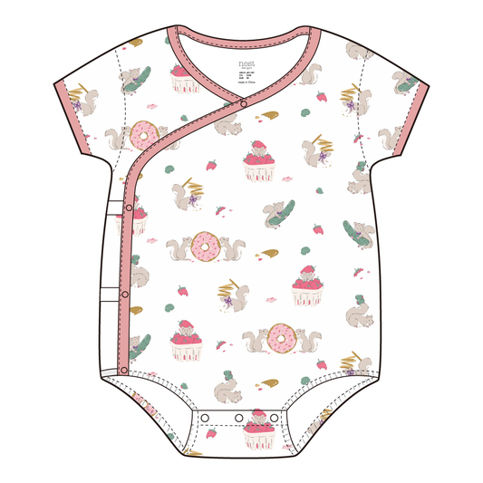 Nest Designs Short Sleeve Kimono Onesie - very squirrelly