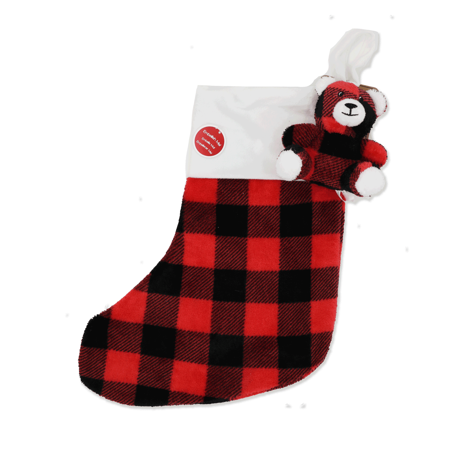 Rose Textile Holiday Stocking With Bear