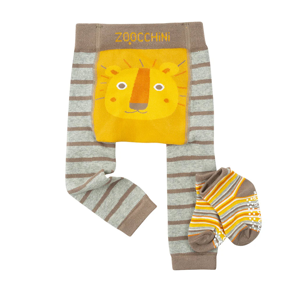 ZOOCCHINI grip+easy™ Comfort Crawler Legging & Sock Set - Leo Lion