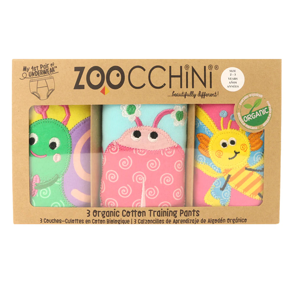 ZOOCCHINI Organic Cotton 3 Piece Potty Training Pants - Garden Creatures