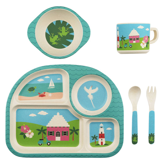 Five Piece Bamboo Dish Set for Kids - Bermuda