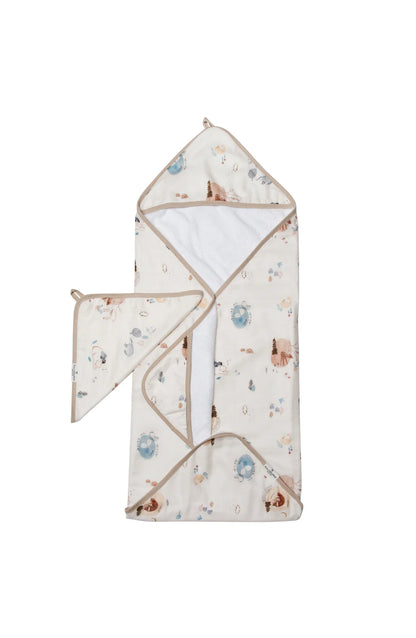 Loulou Lollipop Hooded Towel Set in Cozy Forest - product photo