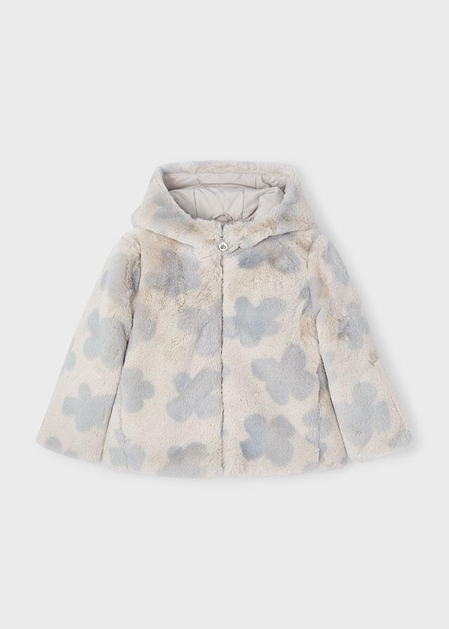 Mayoral Girls Blue Flower Faux Fur Coat