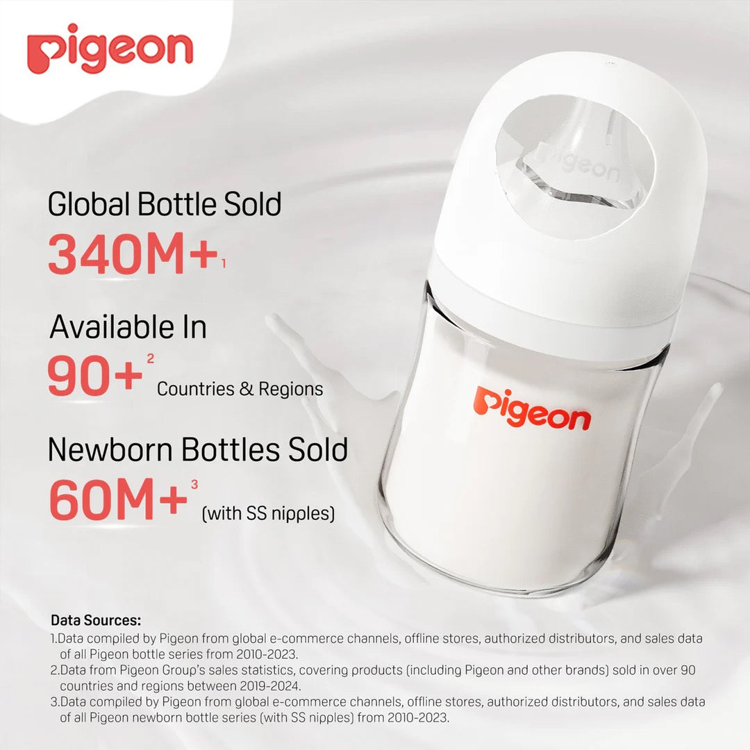 Pigeon Glass Bottle 8oz with SS Nipple (3M+)