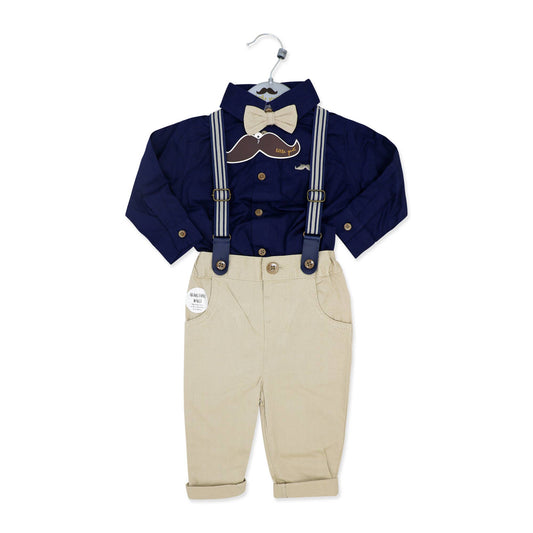 Rose Textile Boys Suspender Bowtie Set: Navy