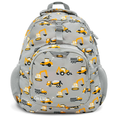 Jan & Jul Little Xplorer Kids Backpack in Grey Construction - front view