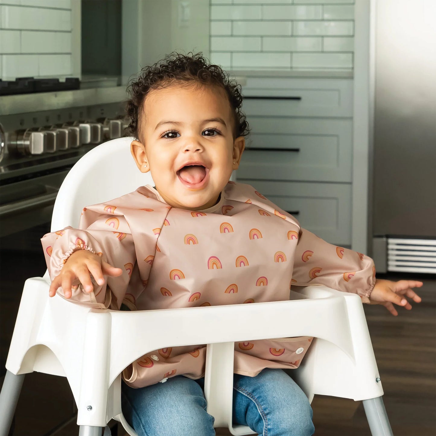 TINY TWINKLE Mess proof Full Sleeve Bib - Boho Rainbow