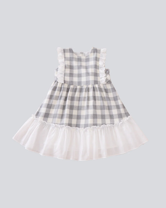 Blara organic Checkered Ruffle Dress