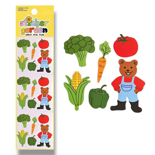 Glossy Farmer Bear Children Stickers