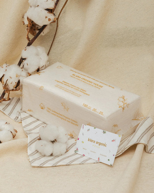BLARA ORGANIC Organic Cotton Dry Wipes (100 Sheets/Pack)